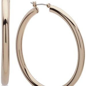 DKNY 2” Thick Hoop Earrings Gold-Tone Mixed Metal Click-Top Closure